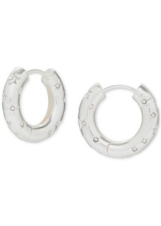 "Lucky Brand Silver-Tone Small Pave Star-Accented Hoop Earrings, 0.75"" - Silver"