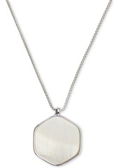 "Lucky Brand Silver-Tone Stone Hexagon 30"" Adjustable Pendant Necklace - Silver"