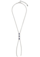 "Lucky Brand Silver-Tone Triple Stone Lariat Necklace, 18"" + 3"" extender - Silver"