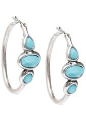 "Lucky Brand Silver-Tone Turquoise 1"" Hoops Earrings - Silver"