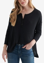 Lucky Brand Soft Ribbed Cotton Henley Top