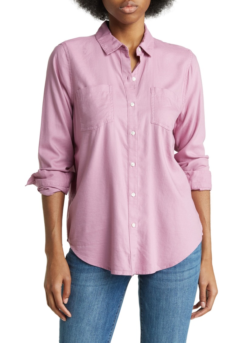 Lucky Brand Solid Button Front Shirt in Mauve Orchid at Nordstrom Rack