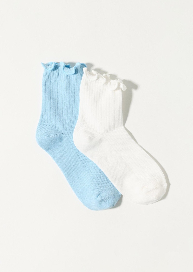 Lucky Brand Solid Ruffle Crew Sock