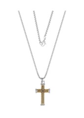 Lucky Brand Stainless Steel (316L) Two Tone Cross Necklace - Silver tone, gold tone