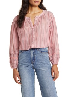 Lucky Brand Stripe Button Front Shirt in Mauve Stripe at Nordstrom Rack