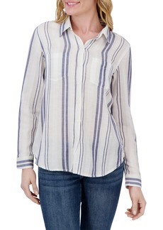 Lucky Brand Stripe Long Sleeve Button-Up Shirt in Blue Stripe at Nordstrom Rack