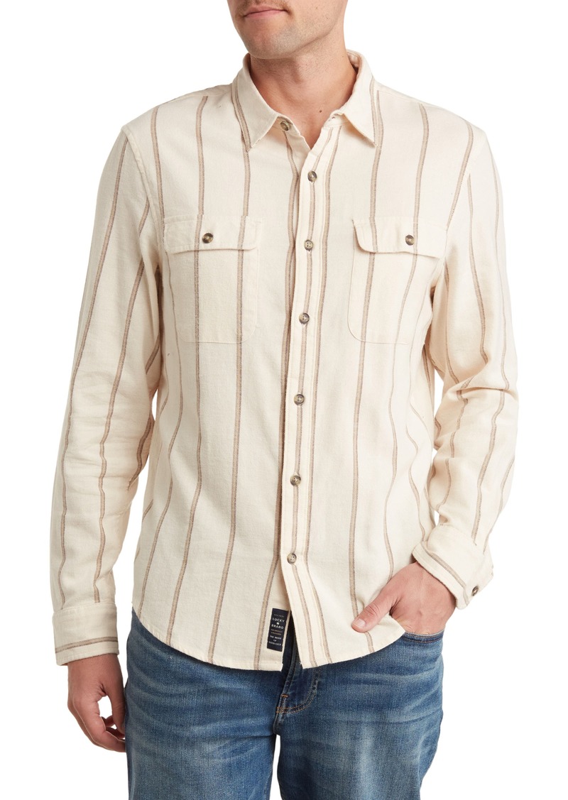 Lucky Brand Stripe Long Sleeve Button-Up Shirt in Natural Stripe at Nordstrom Rack