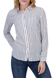 Lucky Brand Stripe Long Sleeve Button-Up Shirt in White Stripe at Nordstrom Rack