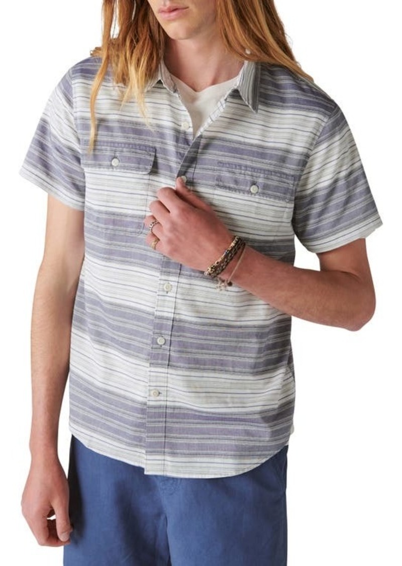 Lucky Brand Stripe Short Sleeve Button-Up Shirt