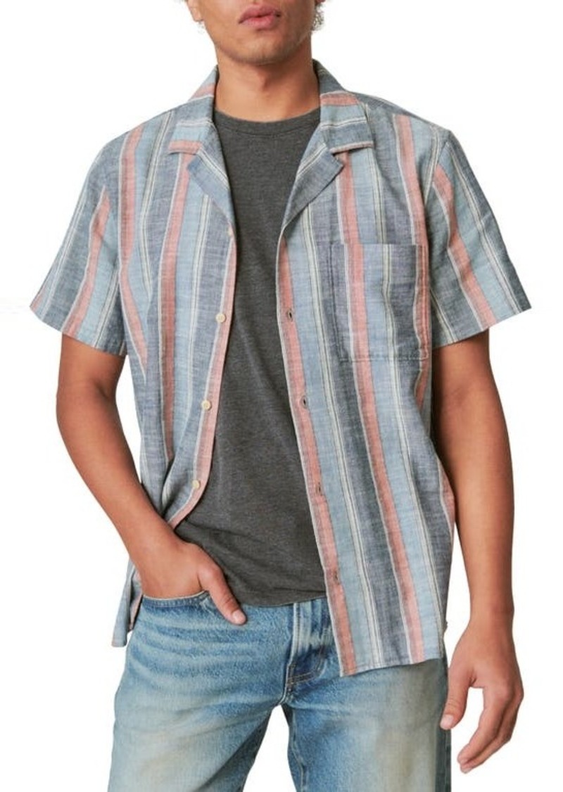 Lucky Brand Stripe Short Sleeve Camp Shirt