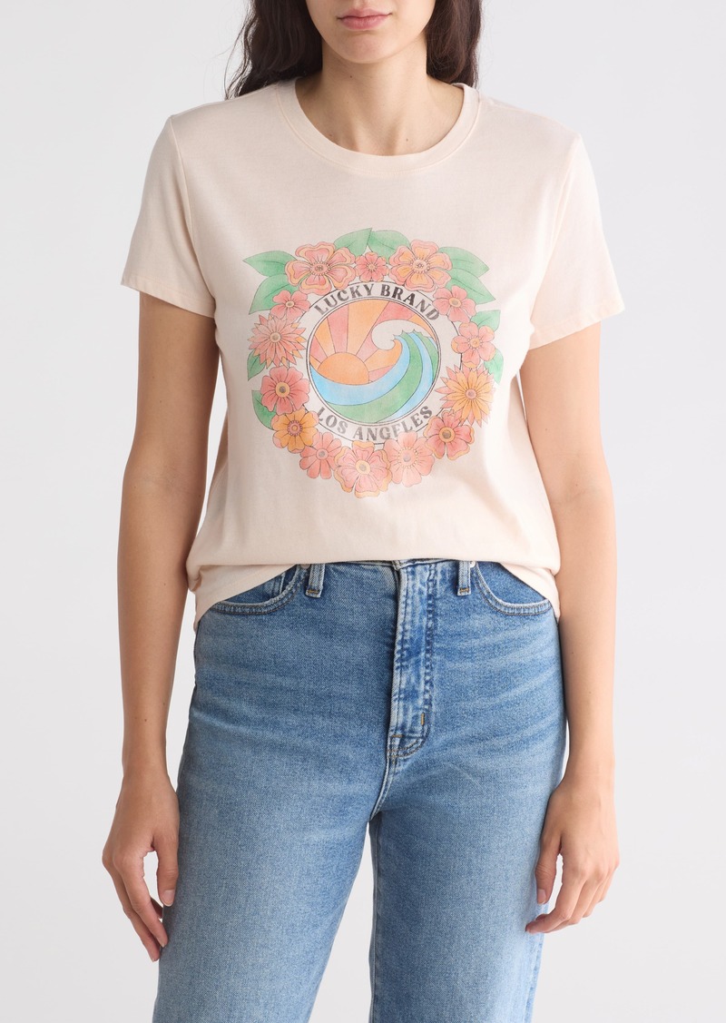 Lucky Brand Surf Floral Logo Graphic T-Shirt in Shell at Nordstrom Rack