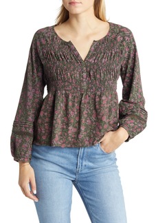 Lucky Brand Textured Babydoll Blouse in Purple Multi at Nordstrom Rack