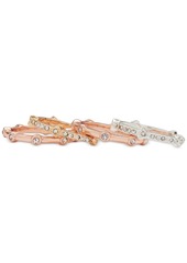 Lucky Brand Tri-Tone 4-Pc. Set Pave Thin Stack Rings - Rose Gold