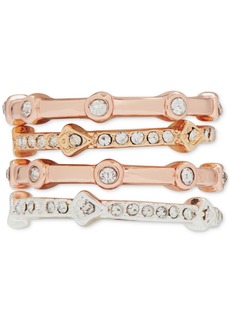 Lucky Brand Tri-Tone 4-Pc. Set Pave Thin Stack Rings - Rose Gold