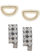 Lucky Brand Two-Tone 2-Pc. Set Half-Circle & Crystal Stud Earrings - Ttone