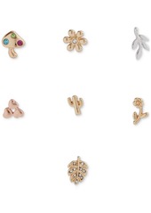 Lucky Brand Two-Tone 7-Pc. Set Pave Flower Mixed Stud Earrings - Ttone