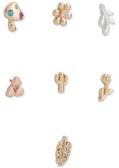 Lucky Brand Two-Tone 7-Pc. Set Pave Flower Mixed Stud Earrings - Ttone