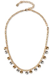 "Lucky Brand Two-Tone Charm Chain Necklace, 16"" + 3"" extender - Ttone"