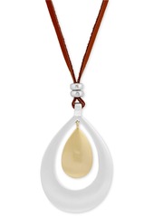 "Lucky Brand Two-Tone Cognac Leather 32"" Pendant Necklace - Two-Tone"
