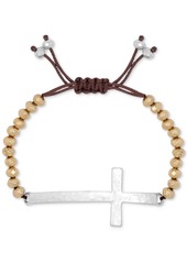 Lucky Brand Two-Tone Cross Pendant Beaded Bracelet - Multi