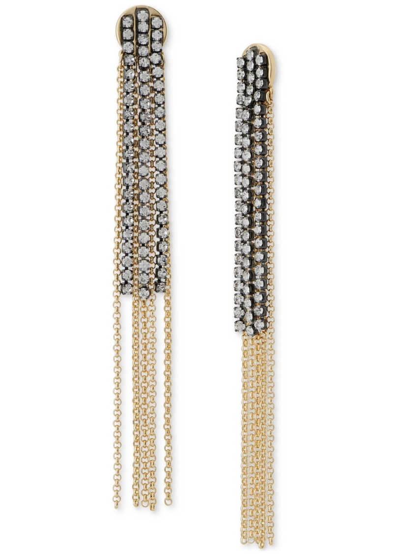 Lucky Brand Two-Tone Crystal & Chain Fringe Statement Earrings - Ttone