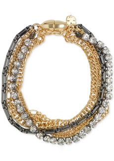 Lucky Brand Two-Tone Crystal & Chain Multi-Row Flex Bracelet - Ttone