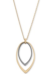 "Lucky Brand Two-Tone Double-Teardrop Pendant Necklace, 30"" + 2"" extender - Two-Tone"