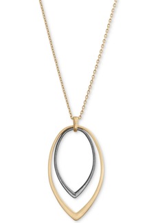 "Lucky Brand Two-Tone Double-Teardrop Pendant Necklace, 30"" + 2"" extender - Two-Tone"
