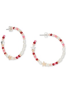 "Lucky Brand Two-Tone Medium Star & Mixed Bead Hoop Earrings, 1.5"" - Red"
