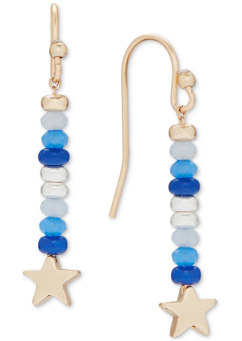 Lucky Brand Two-Tone Star & Mixed Bead Linear Drop Earrings - Two Tone