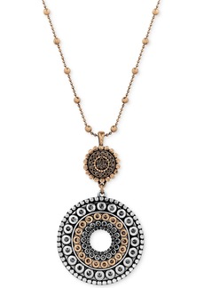 Lucky Brand Two-Toned Decorated Disc Pendant Necklace - Two-Tone
