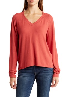 Lucky Brand V-Neck High-Low Pullover in Mineral Red at Nordstrom Rack