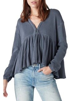 Lucky Brand Waffle Knit High-Low Cotton Top