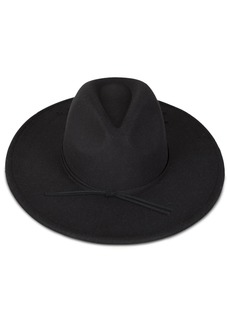 Lucky Brand Women Wool Felt Fabric Wide Brim Boater Adjustable Hat ( Fits Most) Ranger-Black