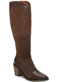 Lucky Brand Women's Abeny Block-Heel Tall Western Boots - Chocolate Leather