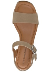 Lucky Brand Women's Adario Adjustable Ankle-Strap Wedge Sandals - Dune Suede