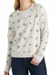 Lucky Brand Women's Allover Embroidered Crew Neck Sweatshirt