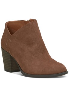 Lucky Brand Women's Bellita Asymmetrical Cutout Block-Heel Booties - Cedar Leather