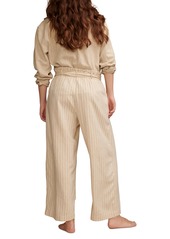 Lucky Brand Women's Belted Paperbag-Waist Wide-Leg Pants - Cream Stripe