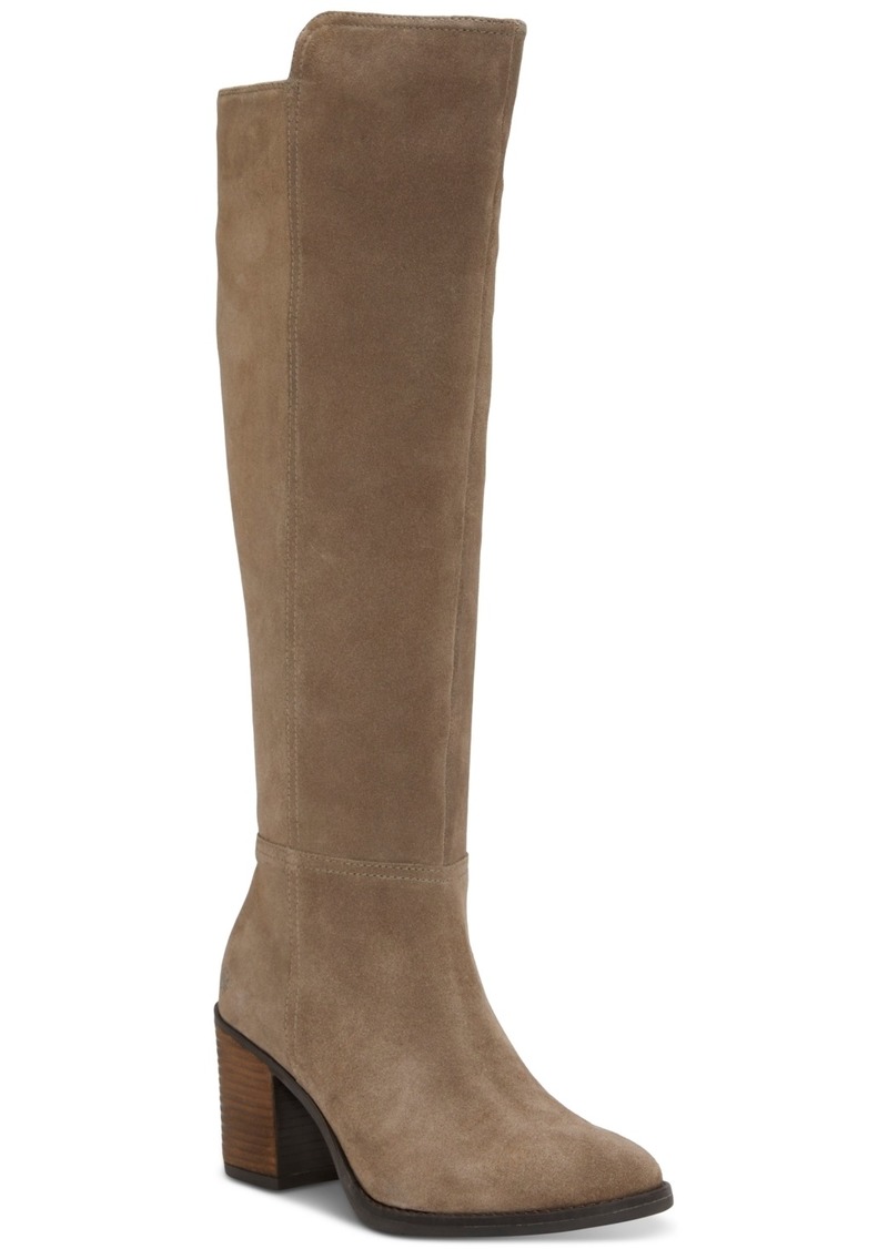 Lucky Brand Women's Bonnay Knee-High Block-Heel Boots - Mink Suede