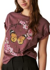 Lucky Brand Women's Butterfly Studs Boyfriend Tee