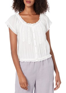 Lucky Brand Women's Button Front Peasant Top