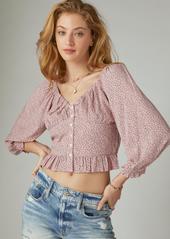 Lucky Brand Womens Button Front Top