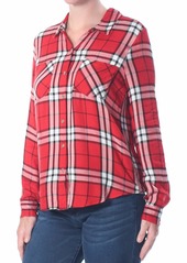 Lucky Brand Women's Button Side Plaid Shirt red/Multi S