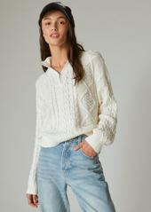 Lucky Brand Women's Cable Zip Mock Neck Sweater