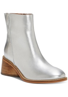 Lucky Brand Women's Caddier Block-Heel Dress Booties - Silver Leather