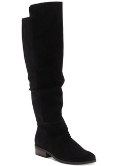 Lucky Brand Women's Calypso Wide-Calf Crop Over-The-Knee Boots - Black Suede