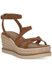 Lucky Brand Women's Carolie Strappy Espadrille Wedge Sandals - Black Leather