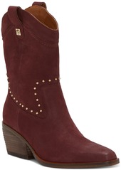 Lucky Brand Women's Cesiet Studded Cowboy Boots - Dark Tan Nubuck