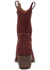 Lucky Brand Women's Cesiet Studded Cowboy Boots - Dark Tan Nubuck